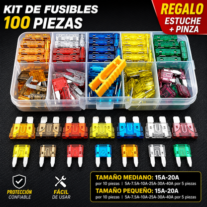 🔧⚡ Kit de fusibles surtido para coche – ¡Todos los amperajes en un solo estuche! 🚗🧰