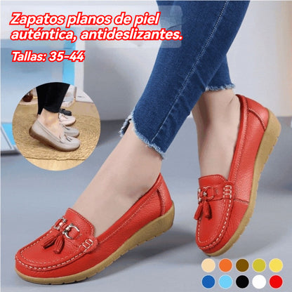 👟【35-44】Nuevos zapatos casuales de cuero genuino para mujer, moda 2026