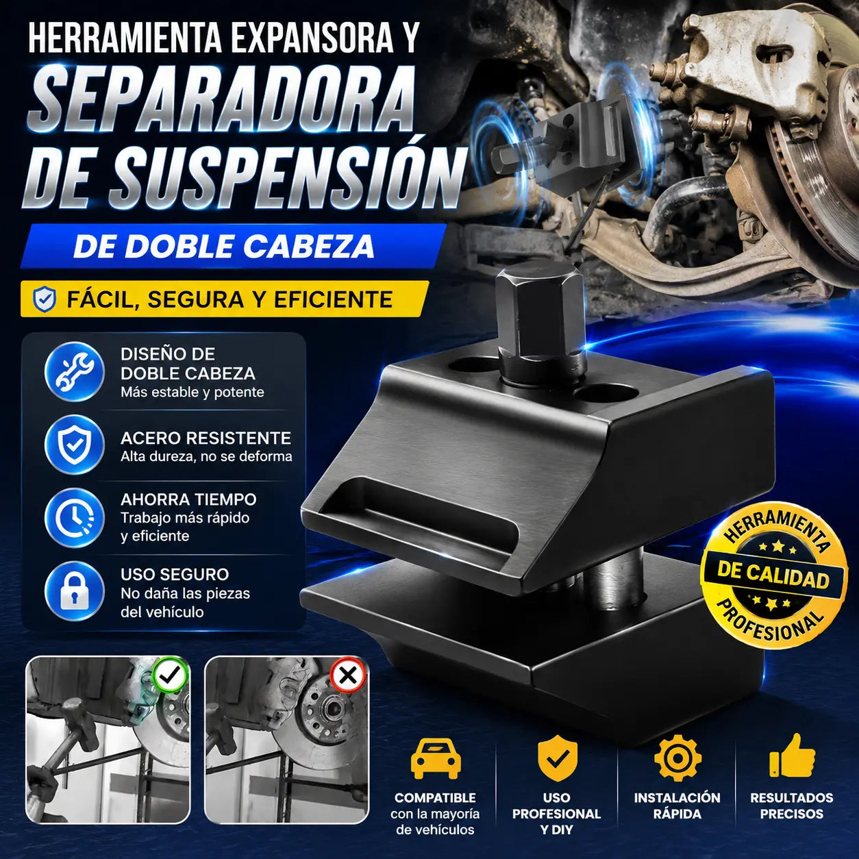 🚗 Herramienta expansora y separadora de suspensión automotriz de doble cabeza – fácil, segura y eficiente🔥