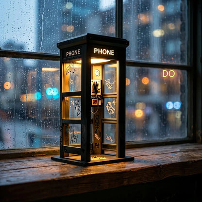 ✨⏰ EDICIÓN LIMITADA Lámpara de ambiente con forma de cabina telefónica vintage: diseño nostálgico con luz ambiental cálida 💡📞