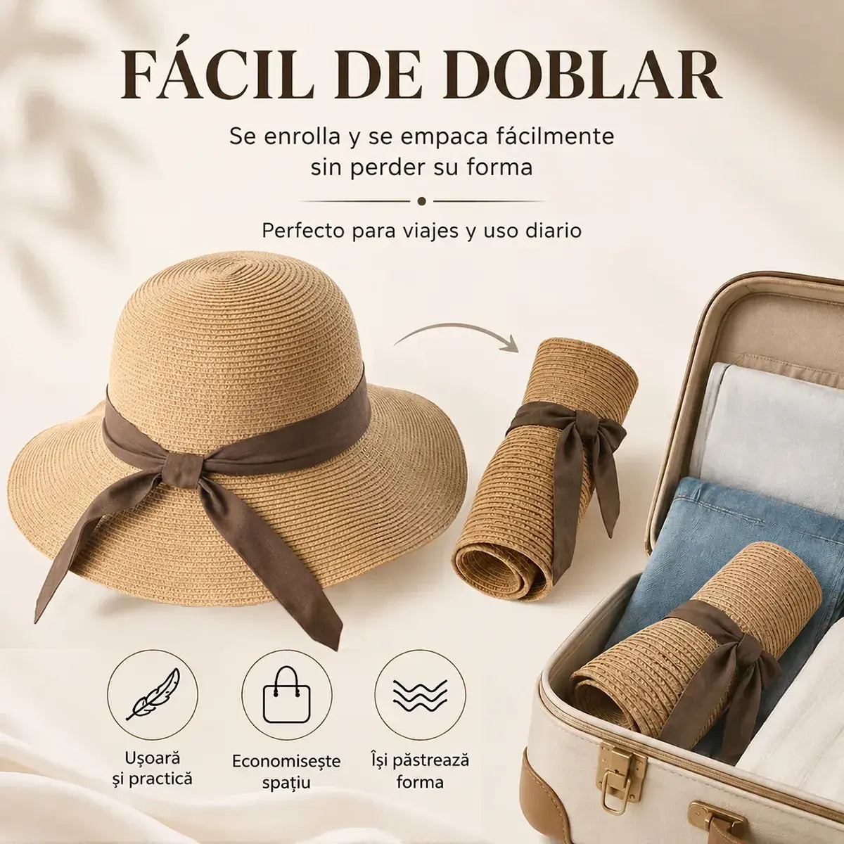 👒☀️ Sombrero de Playa Plegable para Mujer | Protección UV & Estilo para Todo el Verano