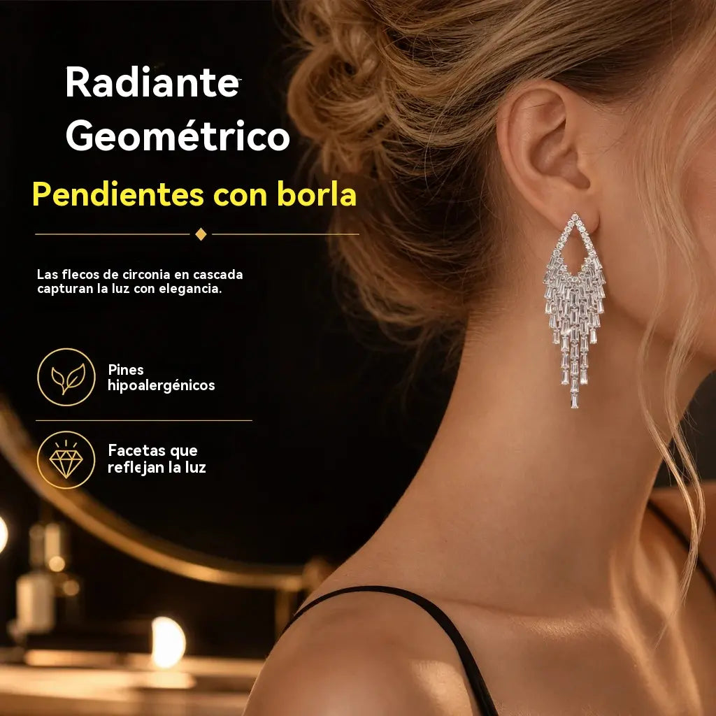 💎 ¡50% de descuento! ✨ Pendientes de circonita cúbica: en forma de lágrima, con borlas y un brillo elegante ✨