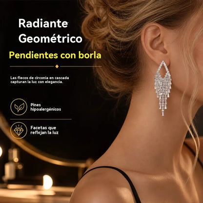💎 ¡50% de descuento! ✨ Pendientes de circonita cúbica: en forma de lágrima, con borlas y un brillo elegante ✨