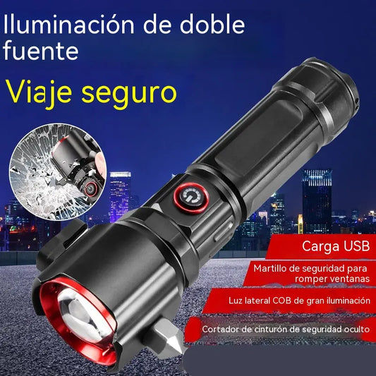 Linterna LED láser blanca (súper brillante, largo alcance – Martillo de seguridad)