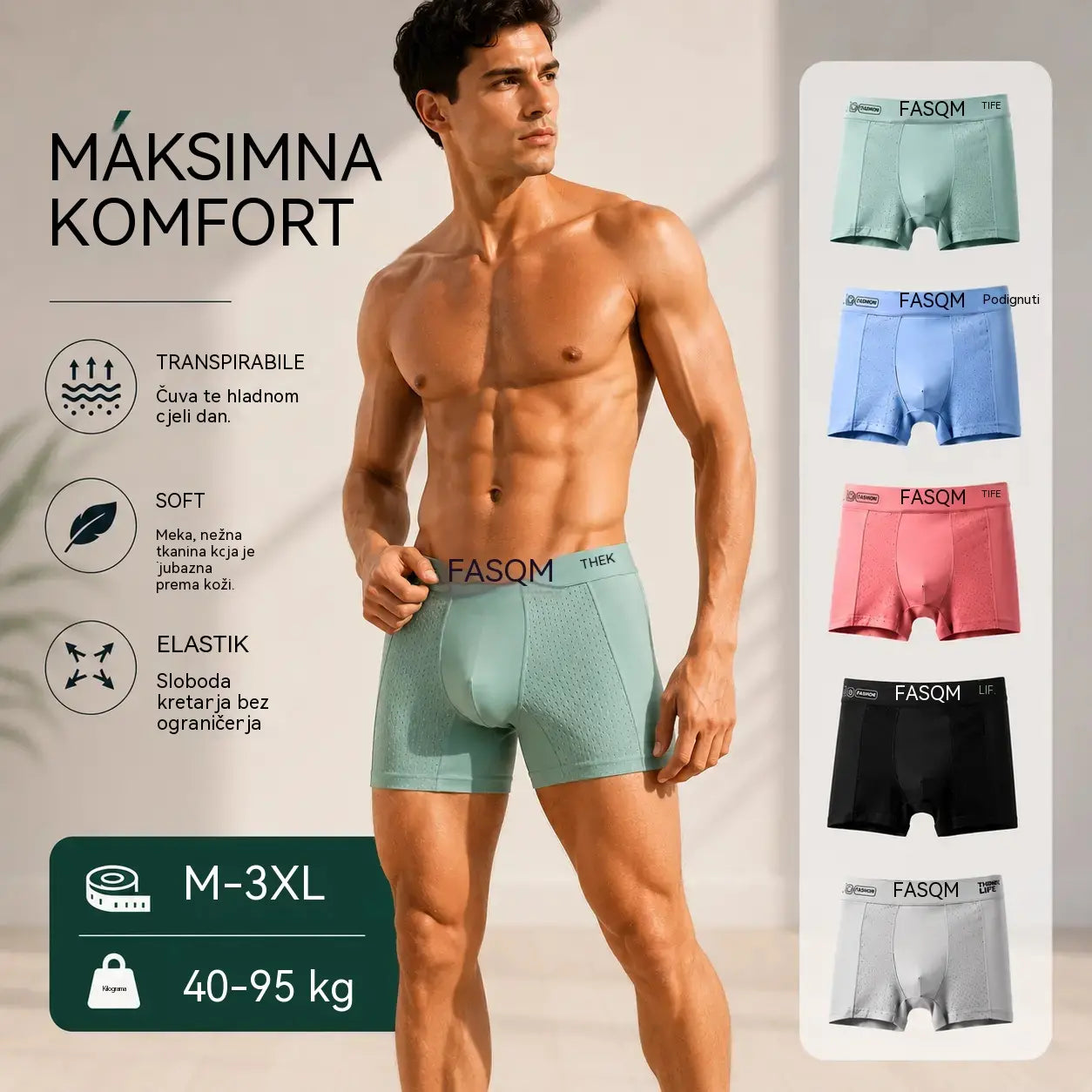 💥👍【Kupite 3, dobijte 3 gratis】【L-4XL】Muške prozračne mrežaste bokserice Ice Silk