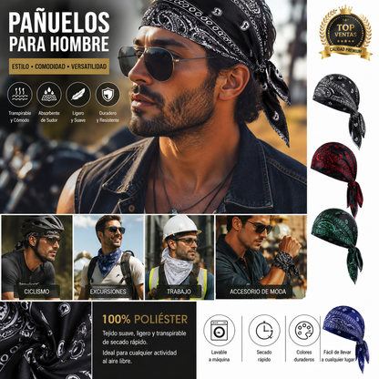 🏝【Conjunto económico de 5 piezas】Conjunto de gorro y pañuelo para la cabeza con estampado refrescante, hecho de seda transpirable.