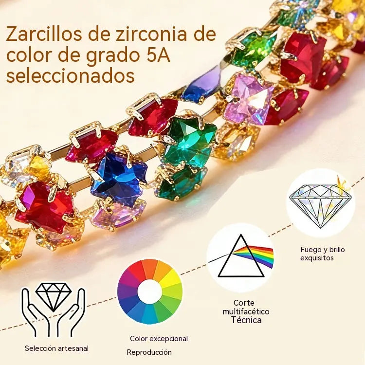 ✨Pulsera de circonitas geométricas coloridas de estilo bohemio