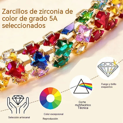 ✨Pulsera de circonitas geométricas coloridas de estilo bohemio
