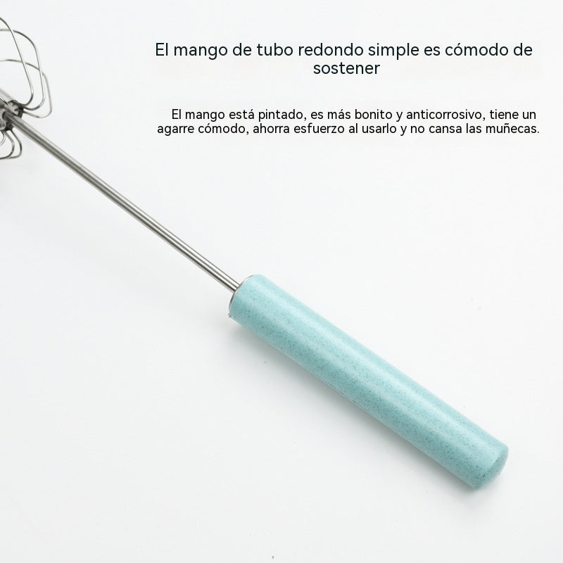 【 2 pieza por 24 euros】Batidor de huevos semiautomático de acero inoxidable
