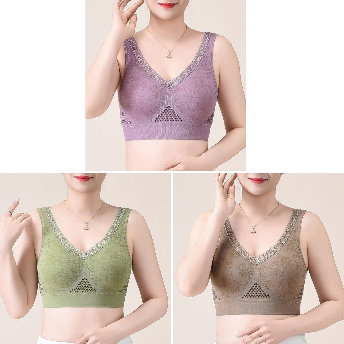 😍M-3XL【Paquete de 3】Nuevo sujetador deportivo para mujer, con sujeción integral, alta elasticidad, transpirable y cómodo.❤️【40-95 kg】