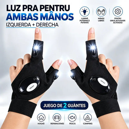 🎣🔦 Guantes con Luz LED para Pesca Nocturna | Guantes con Linterna en los Dedos para Reparaciones, Camping y Emergencias