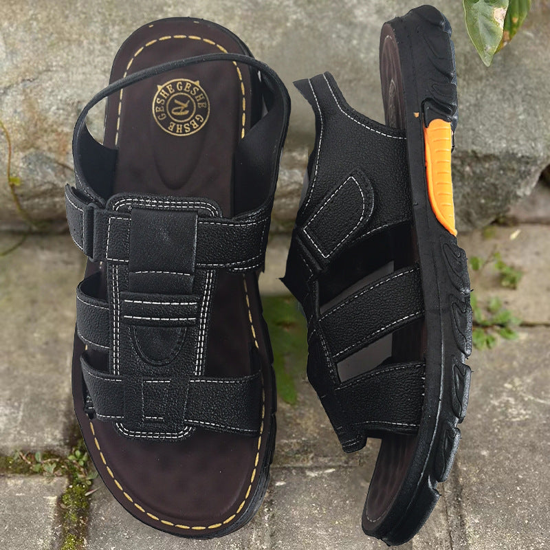 🔥👟[Tamaño 38 ~ 44] Sandalias de playa antideslizantes de cuero suave hechas a mano para hombres