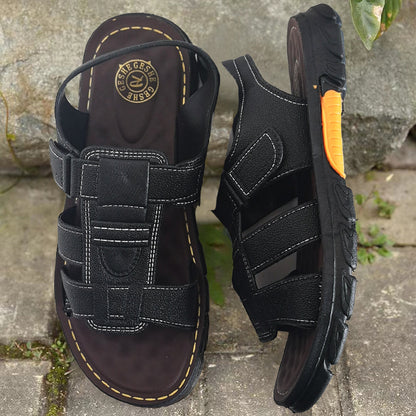 🔥👟[Tamaño 38 ~ 44] Sandalias de playa antideslizantes de cuero suave hechas a mano para hombres