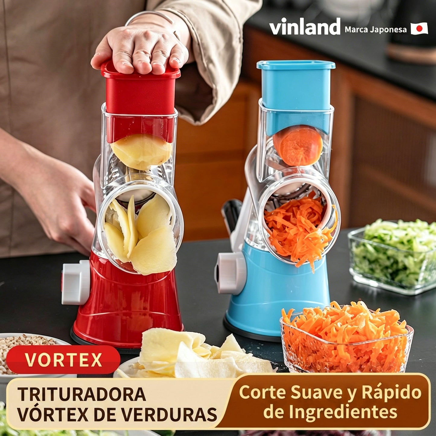 🍎🥩🌶️Cortador de verduras de tambor multifuncional con manivela