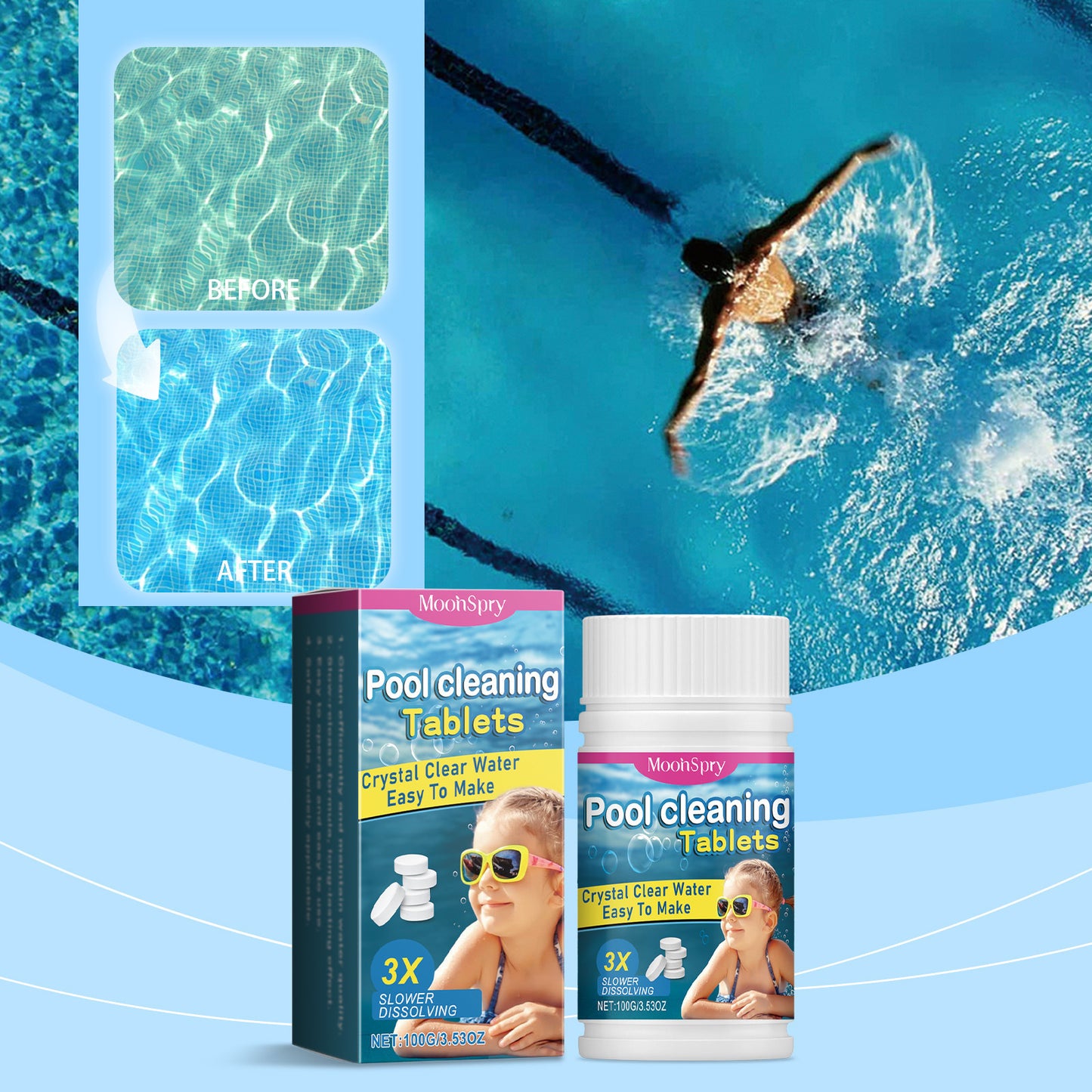 🔥【Vásárolj 1-t, kapsz 1-t ingyen】🏊‍♀️💧Medencetisztító tabletták a tiszta, átlátszó vízért.