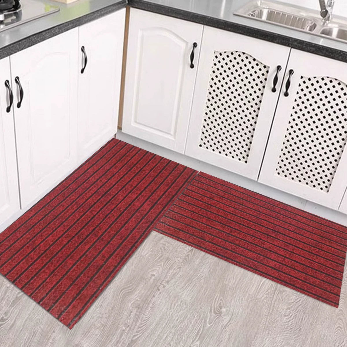 💥(40*60cm+40*120cm) Alfombrilla de cocina con rayas antideslizante que absorbe el agua y el aceite