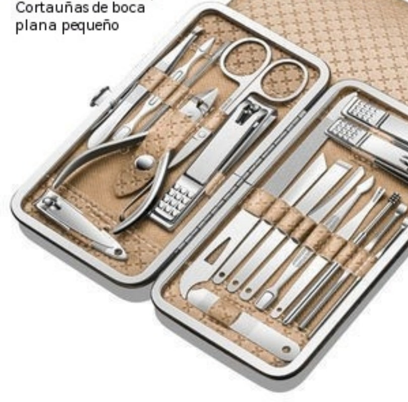 [Set de 19 piezas] Juego de cortaúñas superventas: herramientas profesionales de manicura y pedicura con diseño antisalpicaduras.