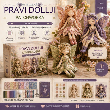 🌸50 % popusta - Serija šivanja pravljic - Komplet za vilenjaško lutko iz patchworka✨👼