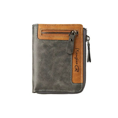 Cartera de cuero con cremallera para hombre, elegante y con estilo.