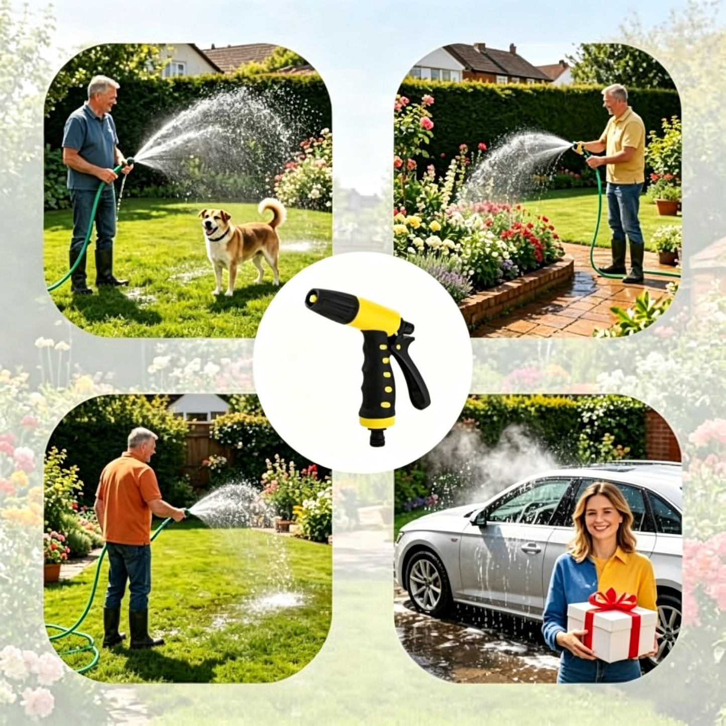 【1 pistola de agua + 4 conectores】Solo 26 euros🚗💦Nuevo cabezal de ducha para coche doméstico con conector