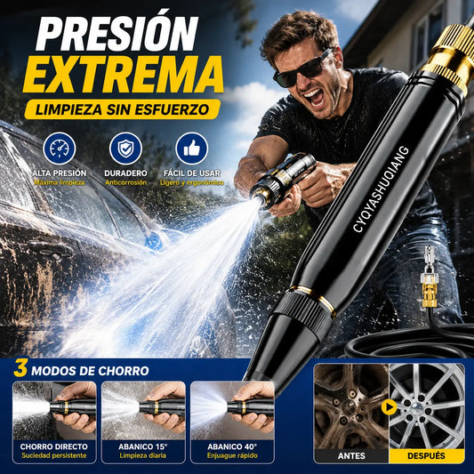 【2 piezas 】Pistola de agua metálica multifuncional de alta presión, con diseño de refuerzo, cuerpo metálico duradero y múltiples modos de pulverización para exteriores.