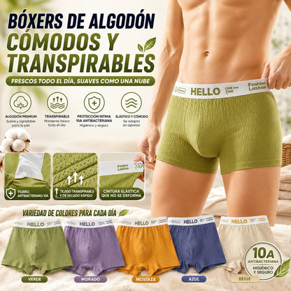 【Paquete de 4】【Tallas M-3XL】Calzoncillos bóxer de cintura media, transpirables, antibacterianos, suaves y elásticos, con textura jacquard y de alta gama para hombre.