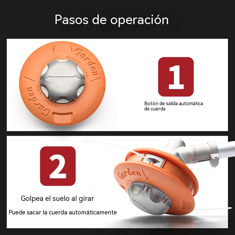 Cabezal de cortacésped resistente al desgaste con sistema de alimentación automática de cuerda, sin necesidad de desmontaje. [Incluye cuerda de corte de 10 m]