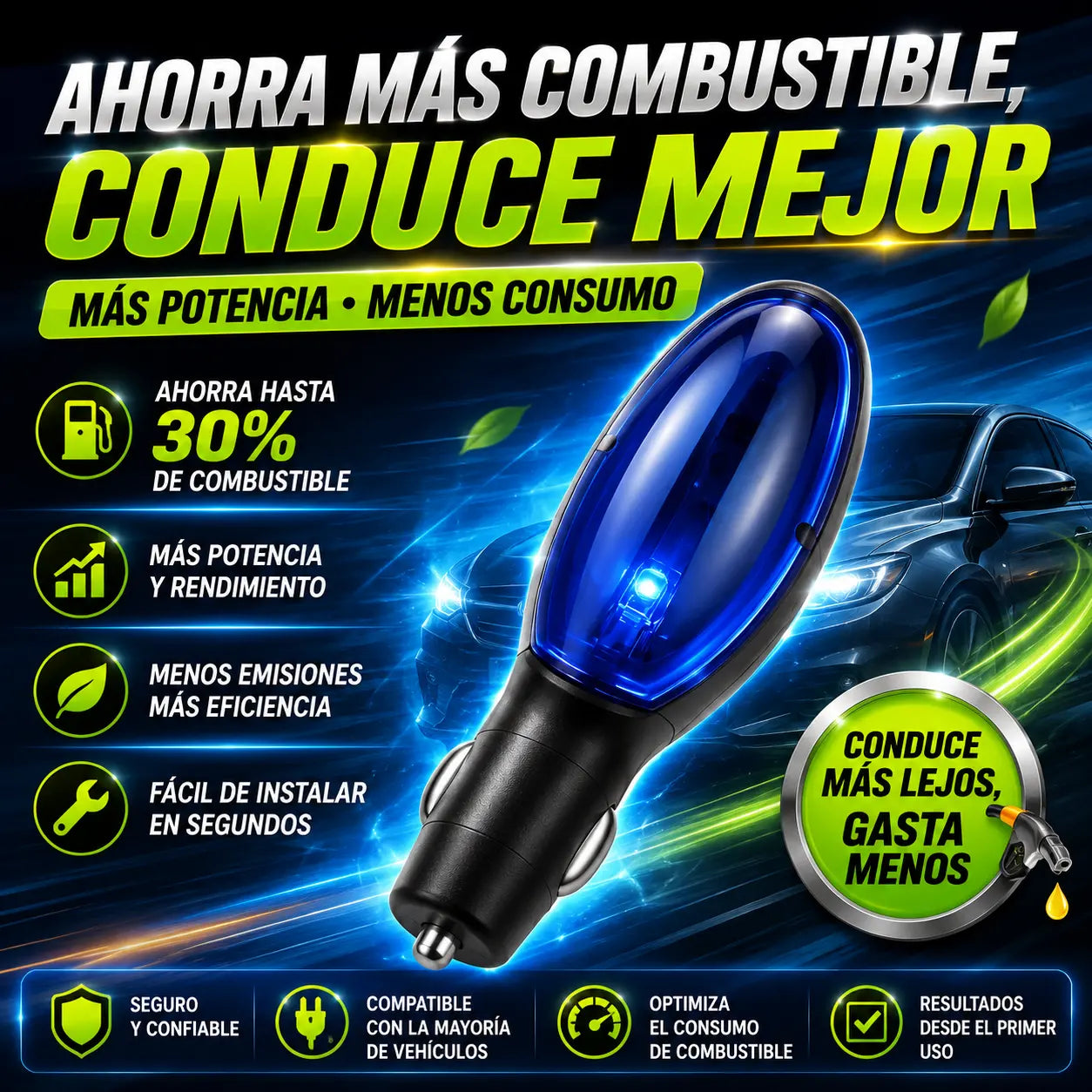 Ahorrador de combustible para el coche: Ahorra combustible, mejora la potencia y reduce el consumo en la conducción diaria.