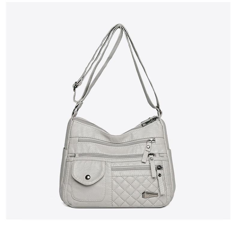 🔥【Oferta por tiempo limitado. Rebajas de fin de año.】Bolso de cuero suave de gran capacidad y múltiples capas para mujer
