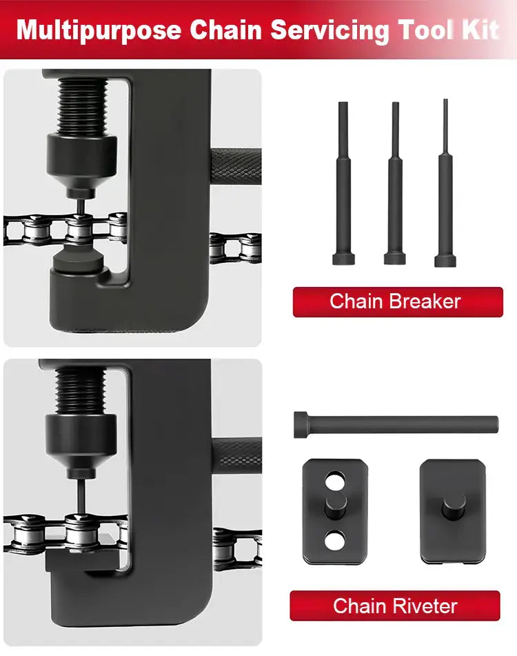 🧰 Kit de herramientas especializado para romper cadenas. Para desmontar cadenas de motosierras, motocicletas y bicicletas.