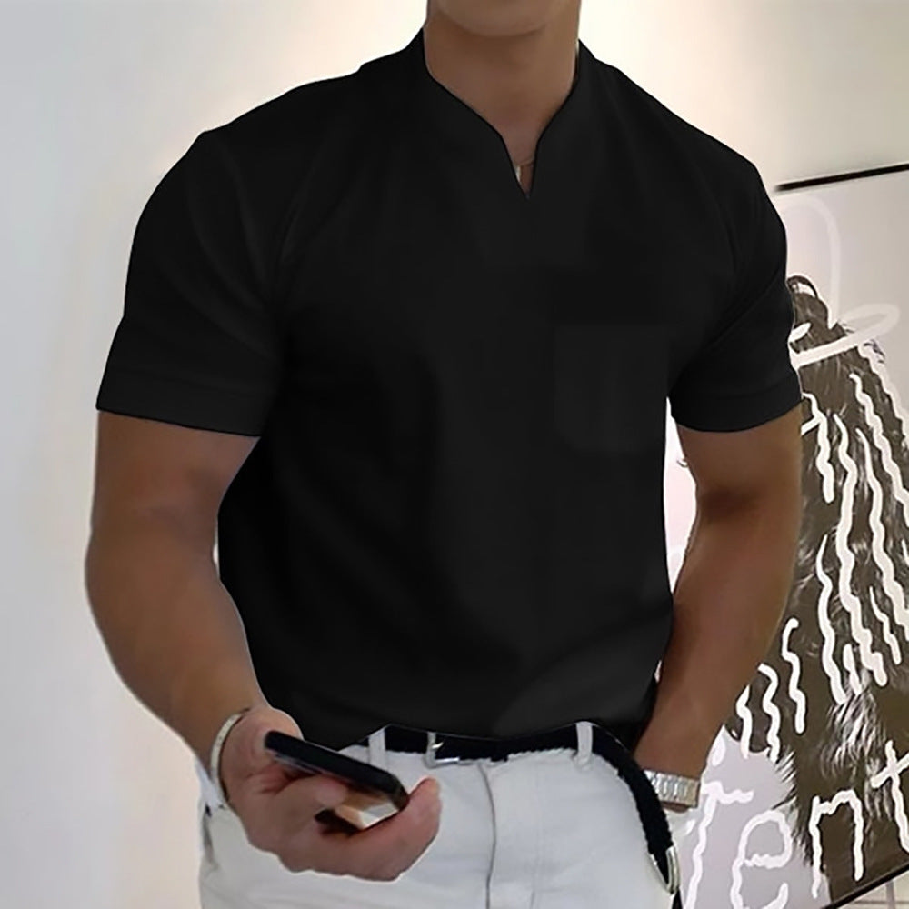 👕 Camisa de manga corta con cuello en V para hombre
