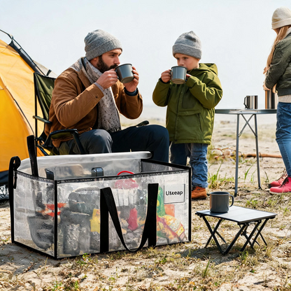 🎁 Caja de almacenamiento de tela transparente | Organizador de armario plegable – ¡Perfecto para ropa, juguetes, mantas y más! 🧸👕📦