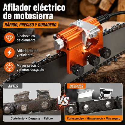 💥【50 % de descuento】🔥🧰⚡ Afilador eléctrico de motosierra con 3 cabezales de diamante — rápido y preciso
