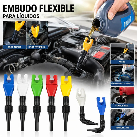 【5 piezas】Herramienta para repostar y verter combustible en el coche, embudo manos libres