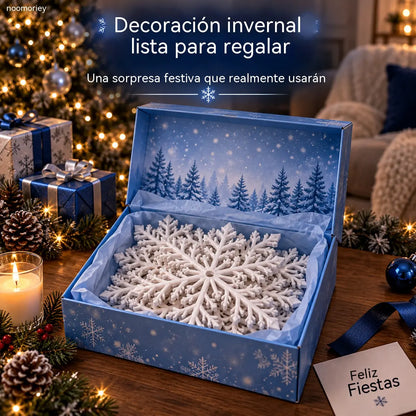 ❄ Juego de 6 luces LED de pared con forma de copo de nieve (azul y blanco) – Decoración navideña