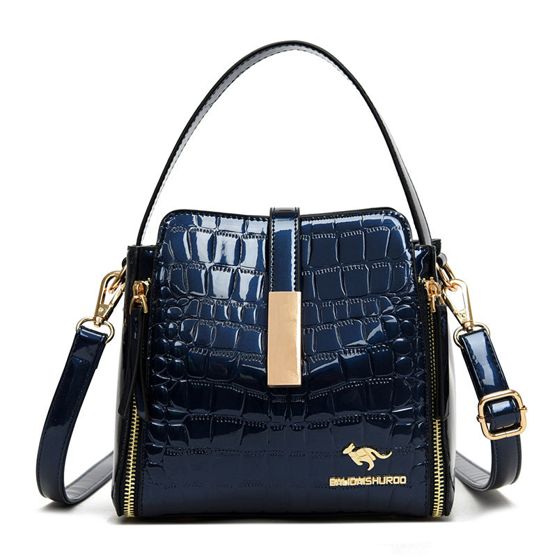 👜 ¡TIEMPO LIMITADO: 50% DE DESCUENTO! ✨ Bolso de mano brillante para mujer con estampado de cocodrilo: estructurado, detalles dorados, espacioso y elegante 💼