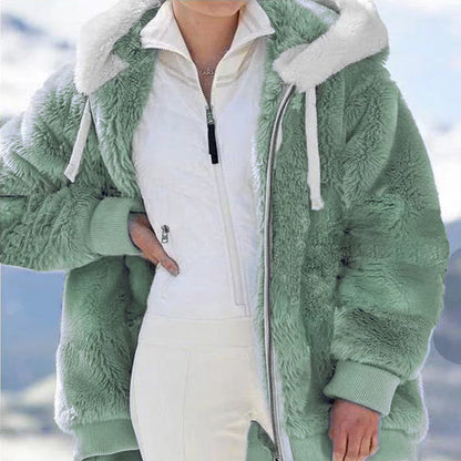 ☃️Oferta limitada: 39% de descuento❄️【S-5XL】Chaqueta de mujer 2026 de felpa gruesa con rayas en contraste