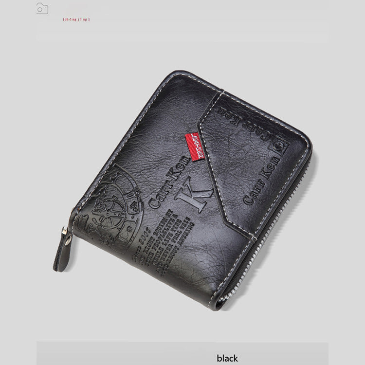 ⏰⏰⏰Oferta por tiempo limitado:😎Billetera con cremallera de estilo retro para hombre, figura pequeña gran capacidad💰