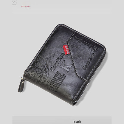 ⏰⏰⏰Oferta por tiempo limitado:😎Billetera con cremallera de estilo retro para hombre, figura pequeña gran capacidad💰