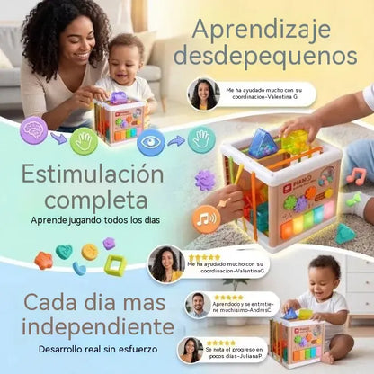 Teclado electrónico multifuncional 5 en 1, un juguete musical educativo para la primera infancia que ayuda a desarrollar la coordinación mano-ojo.