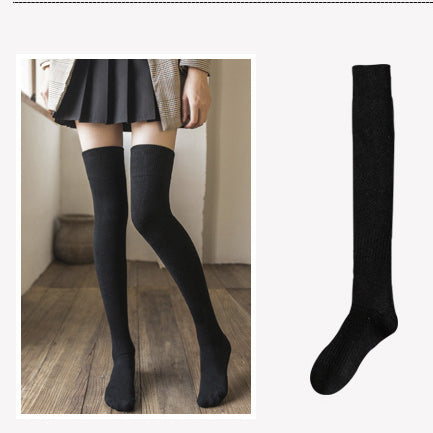 【2 pares】Calcetines largos gruesos de color liso de invierno