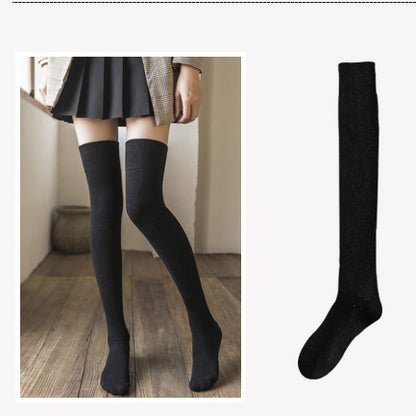 【2 pares】Calcetines largos gruesos de color liso de invierno