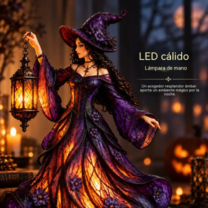 🧙‍♀️ Figura de bruja gótica de Halloween con farol LED 🧙‍♀️