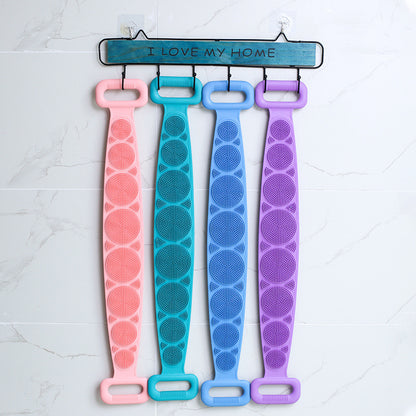 【4 pieza 】Estropajo de baño unisex con mango extendido. Cepillo de baño de silicona para limpieza profunda, masaje y exfoliación.