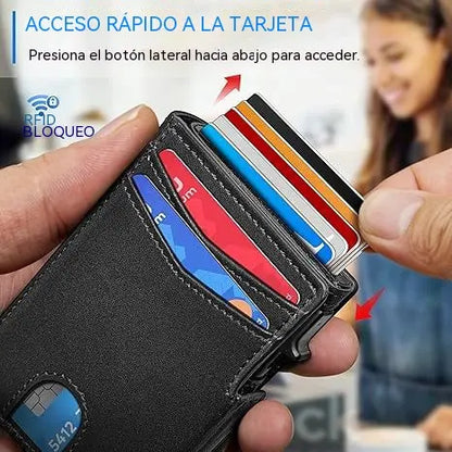 Nueva cartera antirrobo RFID para hombre con bolsillo con clip, ventana transparente, caja de aluminio de gran capacidad, tarjetero y funda para tarjetas.