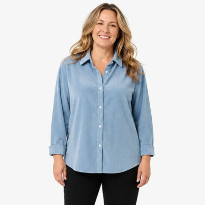 👚Ženska ohlapna žametna srajca – enobarvna, z dolgimi rokavi – mehka, ležerna bluza za jesen in zimo