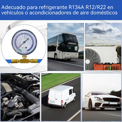 🔧❄️ Manguera de recarga de refrigerante AC R134a con manómetro – Antifugas, fácil de leer y compatible con coches, camiones o aire acondicionado doméstico – Recarga DIY segura 🚗