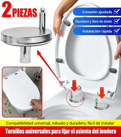 🚽【2 pares, 4 piezas en total】Accesorios universales para baño ----💦✨Abrazaderas de tornillo para fijar el asiento del inodoro.
