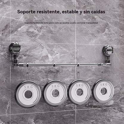 🚿✨ Barra de toalla con ventosa ajustable: no requiere perforar, no daña y tiene un agarre cómodo.