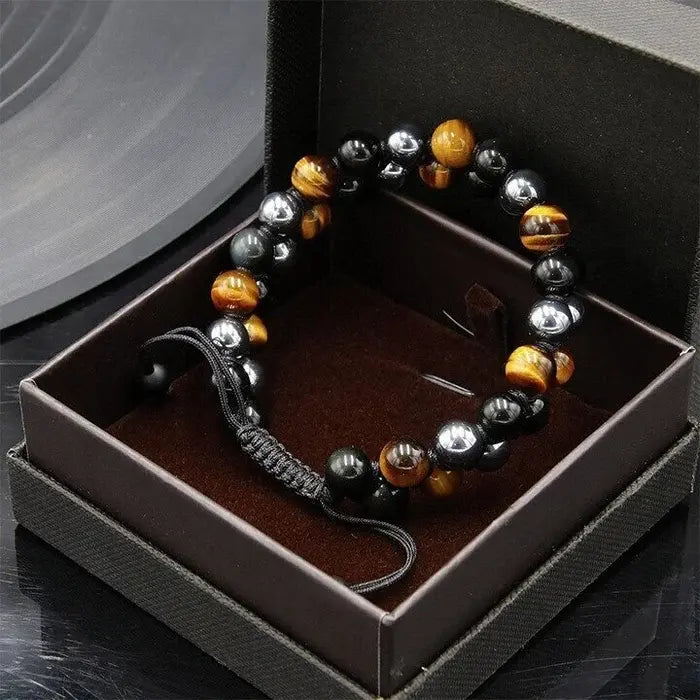 30% ZĽAVA🔥Náramok s trojitou ochranou: pravý achát z tigrieho oka a čierny žlčový kameň. Perfektný darček.